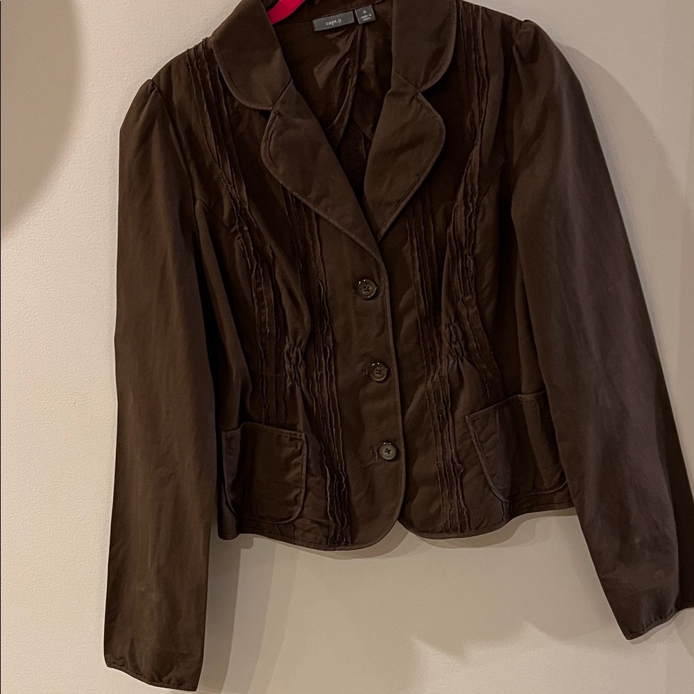 Apt. 9 Dark Brown Women's Fitted Blazer With Lots Of Detail